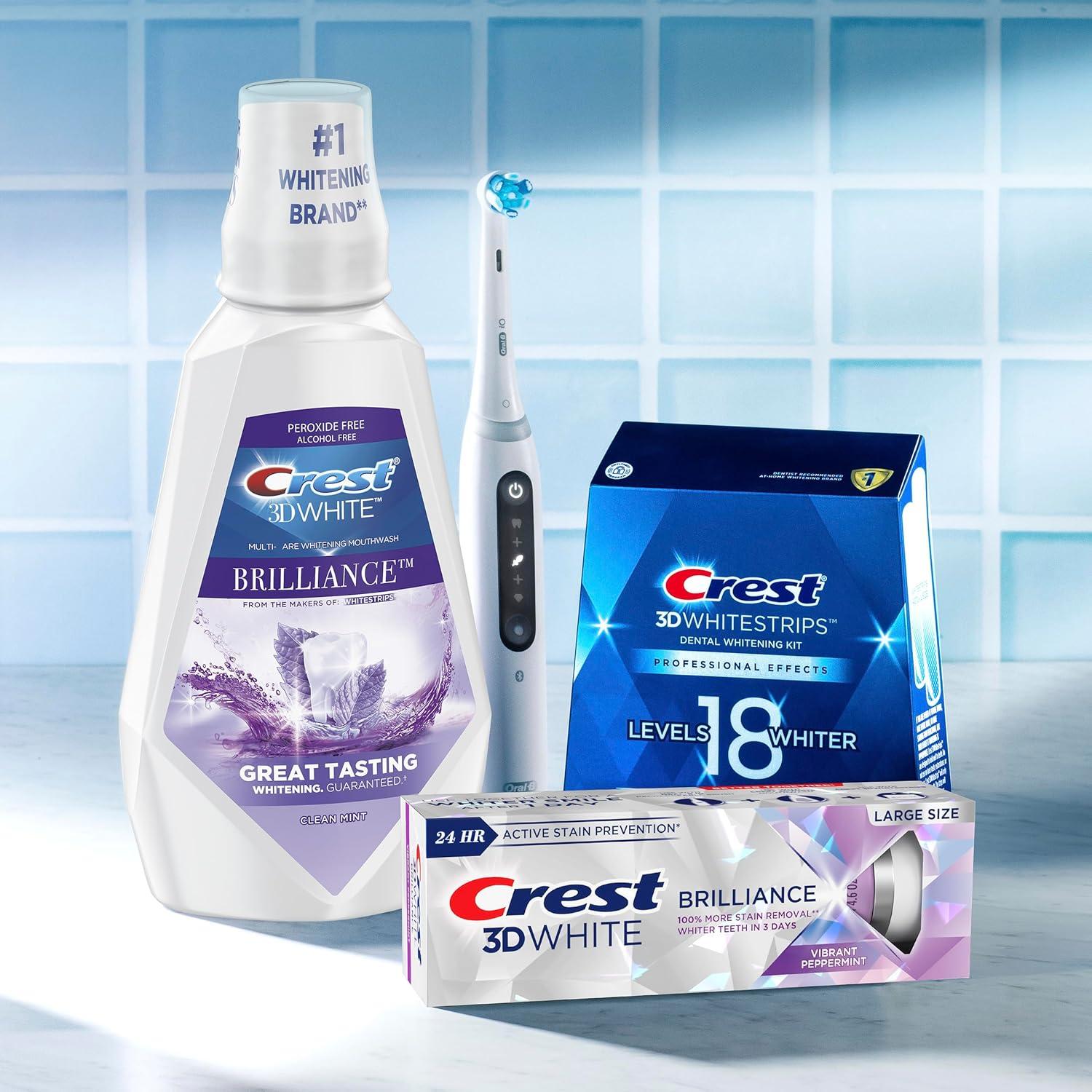 imageCrest MouthwashMouth Rinse 3D White Brilliance Whitening Alcohol Free Clean Mint 2x1L 338 fl oz