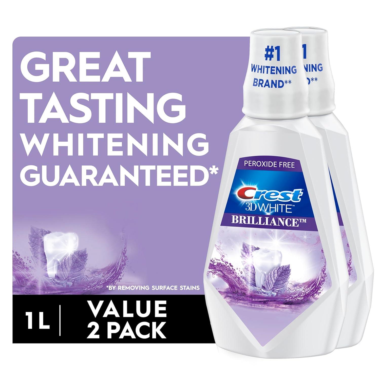 imageCrest MouthwashMouth Rinse 3D White Brilliance Whitening Alcohol Free Clean Mint 2x1L 338 fl oz