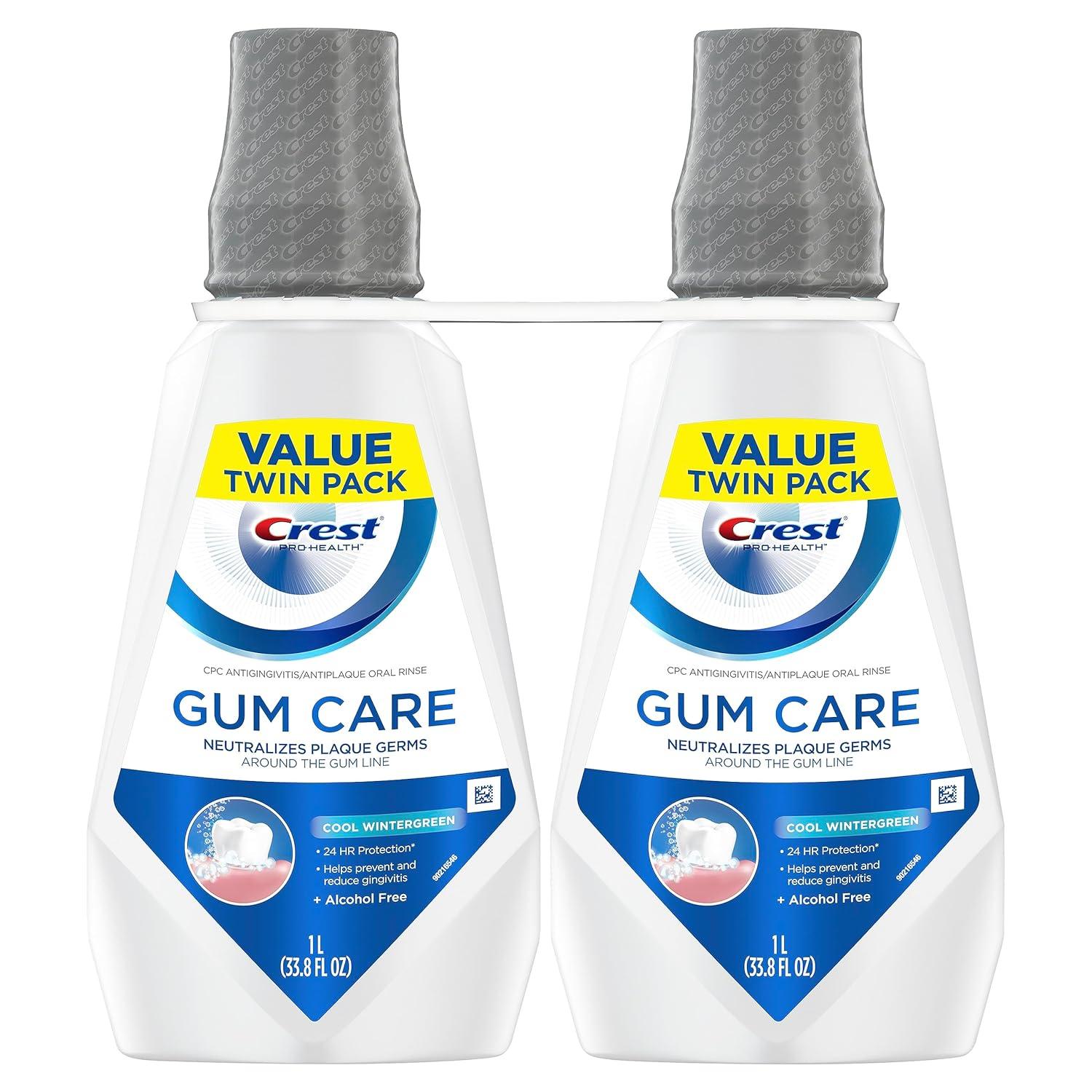 imageCrest ProHealth Gum Care Mouthwash Cool Wintergreen CPC AntigingivitisAntiplaque Oral Rinse 1L 338 fl oz Pack of 2 Alcohol Free for Adults