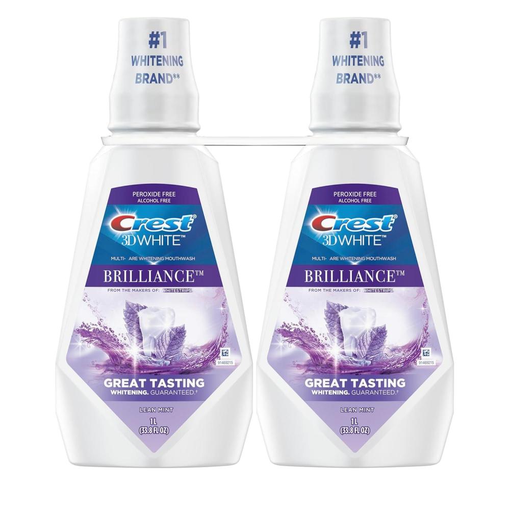 imageCrest MouthwashMouth Rinse 3D White Brilliance Whitening Alcohol Free Clean Mint 2x1L 338 fl oz