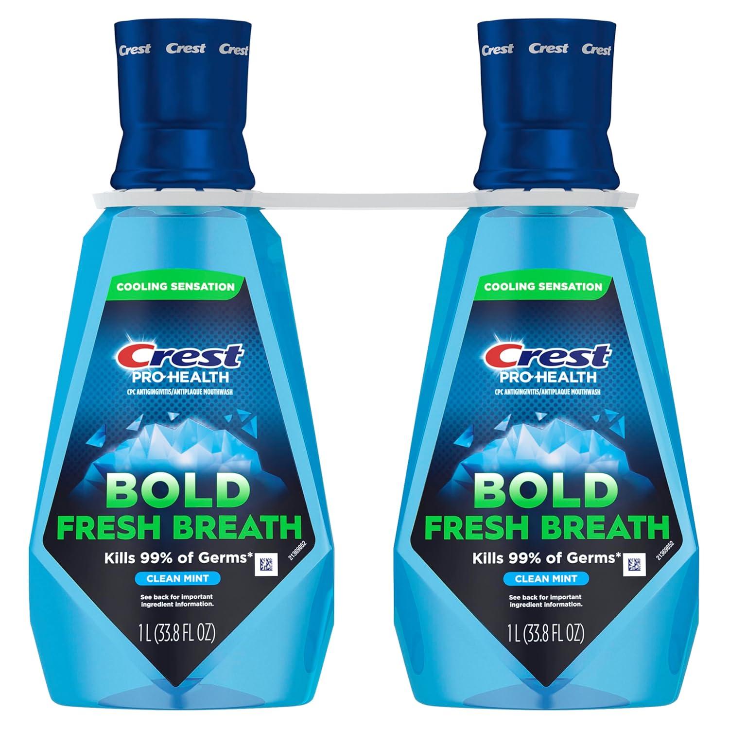 imageCrest Mouthwash ProHealth Bold Fresh Breath 99 Germ Kill Antigingivitis amp Antiplaque Clean Mint 1 L 338 fl oz Pack of 2