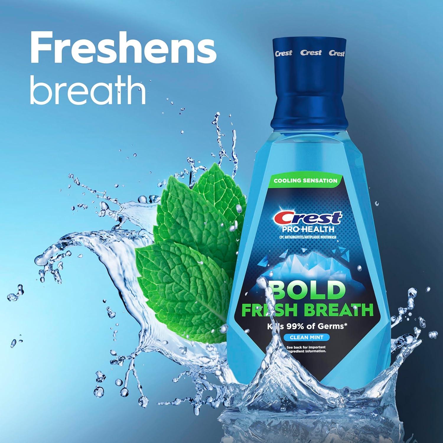 imageCrest Mouthwash ProHealth Bold Fresh Breath 99 Germ Kill Antigingivitis amp Antiplaque Clean Mint 1 L 338 fl oz Pack of 2