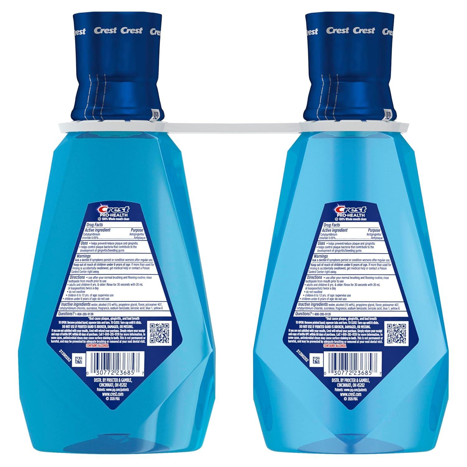 imageCrest Mouthwash ProHealth Bold Fresh Breath 99 Germ Kill Antigingivitis amp Antiplaque Clean Mint 1 L 338 fl oz Pack of 2
