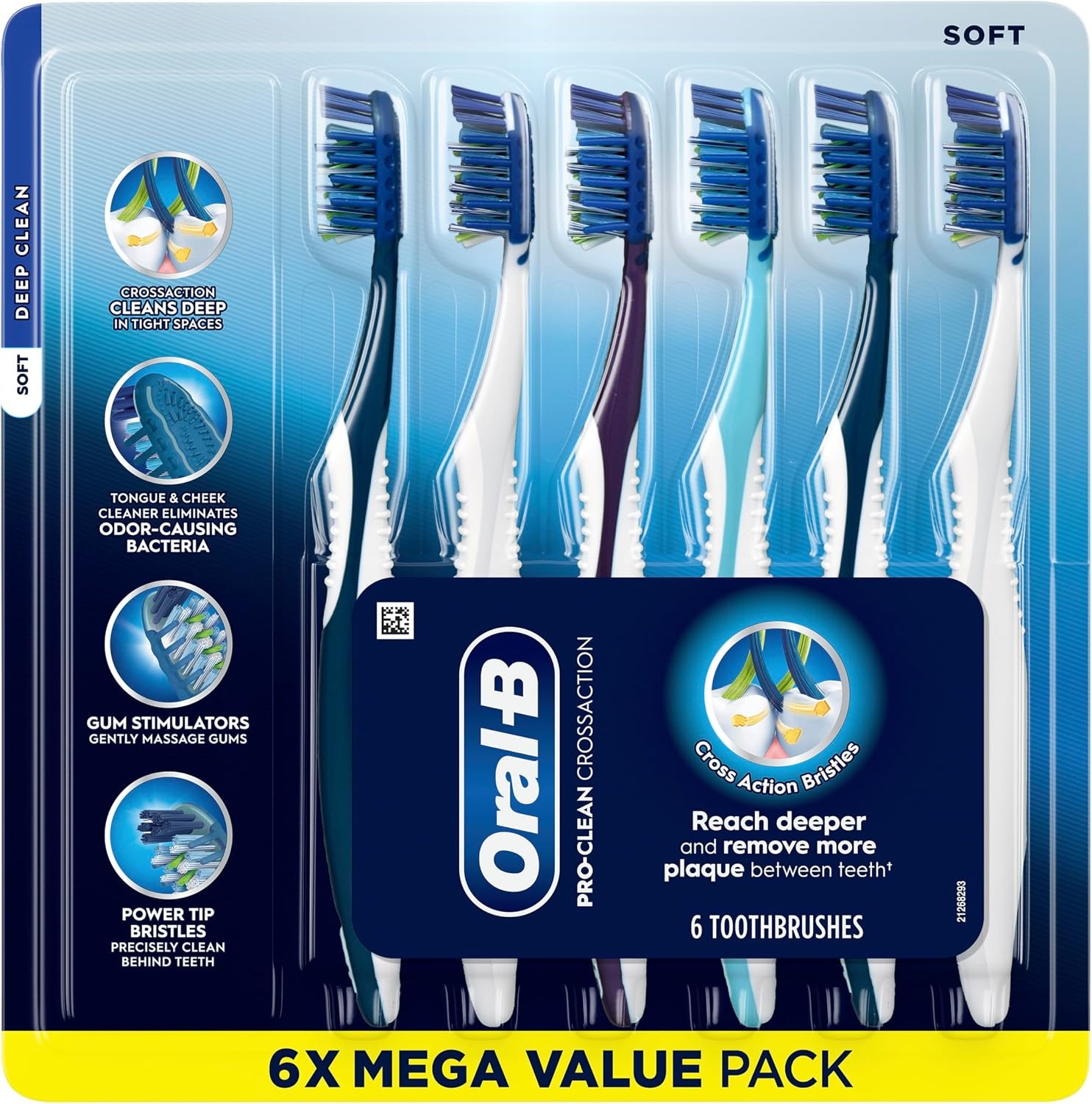image:imageOralB Pro Clean CrossAction Manual Toothbrush 6 Pack Medium Soft Bristle Brushes for Adults Deep Plaque Removal Daily Gum Health and Fresh Breath Travel Toiletries6 Count Pack of 1