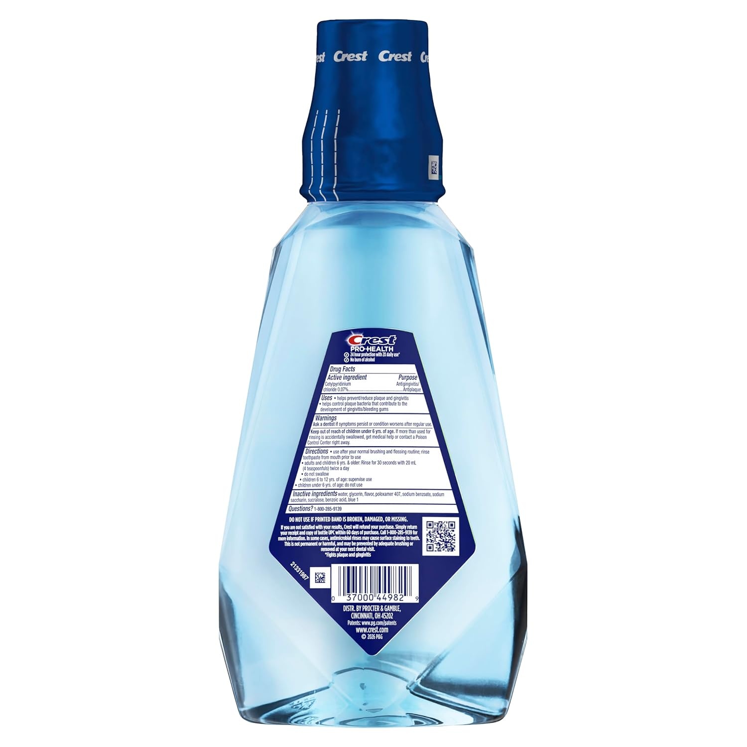 image:imageCrest Mouthwash Pro Health Complete Clean CPC cetylpyridinium chloride AntigingivitisAntiplaque Alcohol Free Clean Mint 1 L 338 fl ozMint