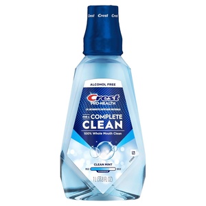 Crest Mouthwash Pro Health Complete Clean, CPC (cetylpyridinium chloride) Antigingivitis/Antiplaque, Alcohol Free, Clean Mint, 1 L (33.8 fl oz)(Mint)